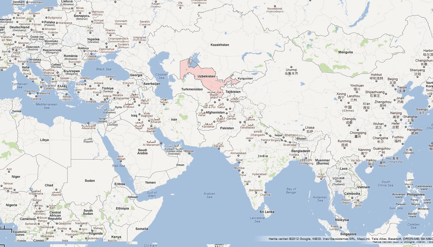 carte du Ouzbekistan asie